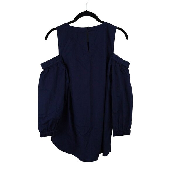 Calvin Klein Cold Shoulder Navy Crew‎ Neck Blouse Size M - Picture 1 of 9